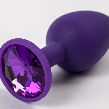 Пробка силиконовая фиолетовая с фиолетовым стразом 7,1 х 2,8 см 47116-MM